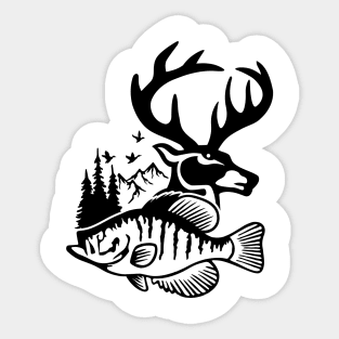 Deer And Fish Shirt - Deer Hunting - Fishing Shirt - Gifts For Dad - Step Dad - Father In Law Gift - Unisex Graphic Tee Sticker